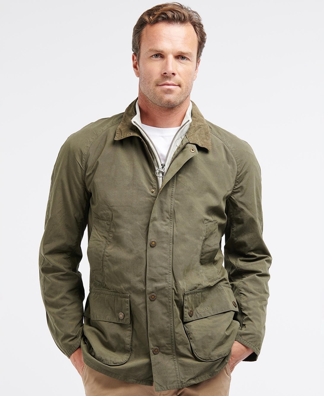 Men's Barbour Ashby Casual Jackets Olive | VXRC-47390