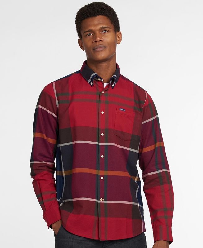Men's Barbour Hemd Dunoon Taillored Shirts Red | KBVH-64205