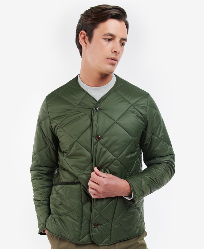 Men's Barbour Liddesdale Cardigan Quilted Jackets Olive | QNRV-70861