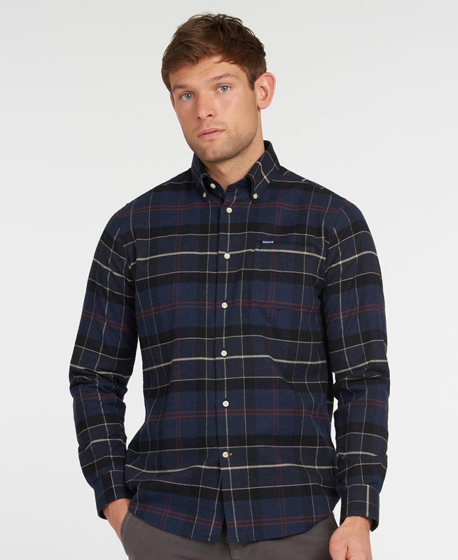 Men's Barbour Lutsleigh Shirts Navy | ICAO-98740