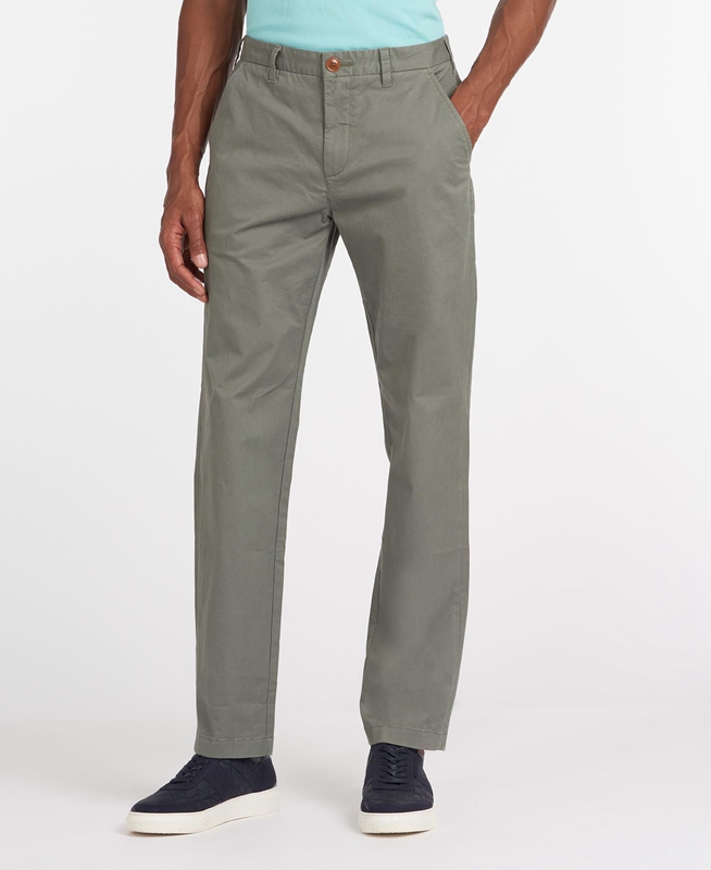 Men's Barbour Neuston Essential Chinos Pants Olive | ICGP-19405