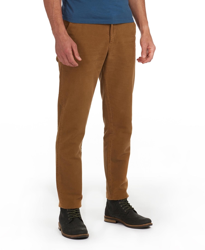 Men's Barbour Neuston Moleskin Trousers Pants Beige | BEDS-57486