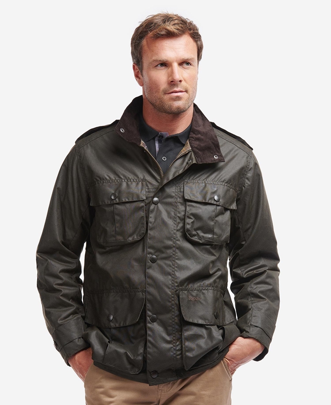 Men's Barbour Trooper Waxed Jackets Olive | WSNU-36904