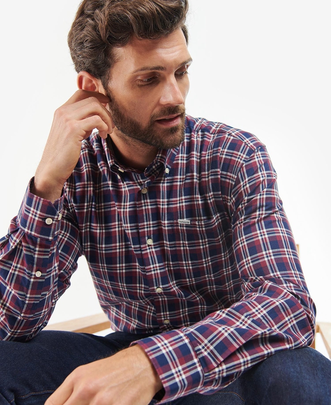 Men's Barbour Turville Regular Fit Shirts Blue | QAZH-57261