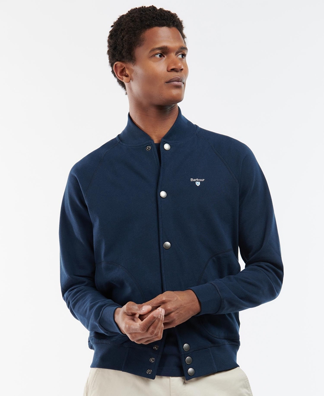 Men's Barbour Whitewell Button Thru Sweatshirts Blue | DSQL-25143