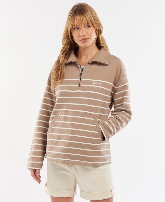 Women's Barbour Explorer Ember Sweatshirts Beige | MDQR-71249