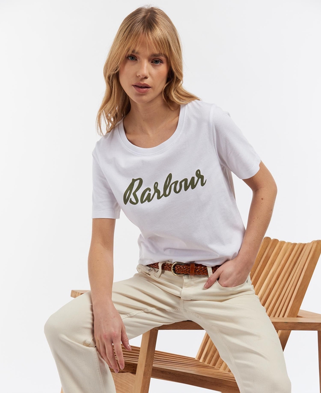 Women's Barbour Explorer Marley T Shirts White | MIEG-25381