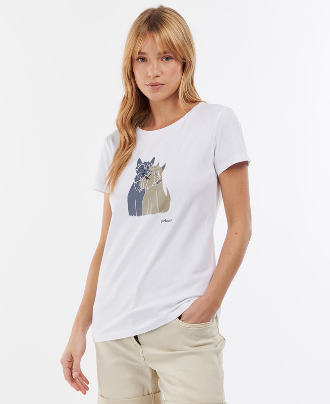Women's Barbour Highlands T Shirts White | SHWY-30687
