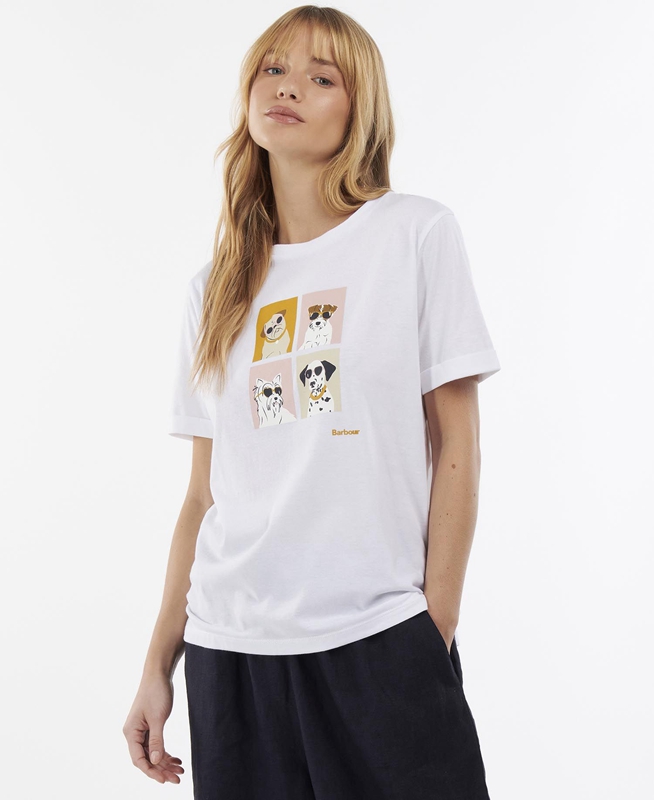 Women's Barbour Hopewell T Shirts White | NYVM-03187
