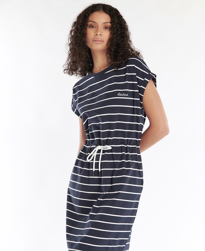 Women's Barbour Marlo Stripe Dress Navy | DZXP-47190