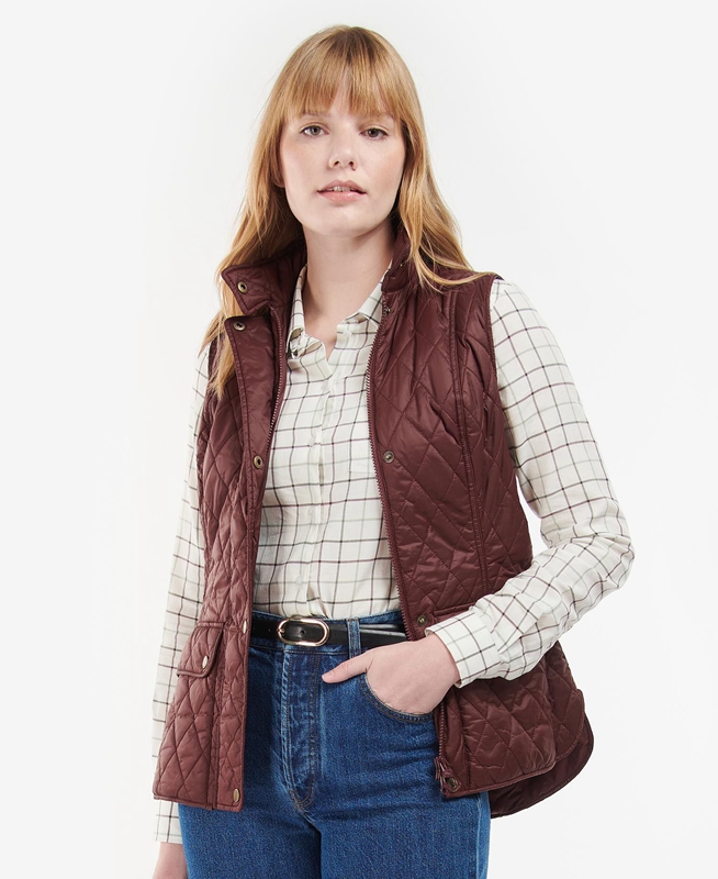 Women's Barbour Otterburn Vest Burgundy | WMXU-41865