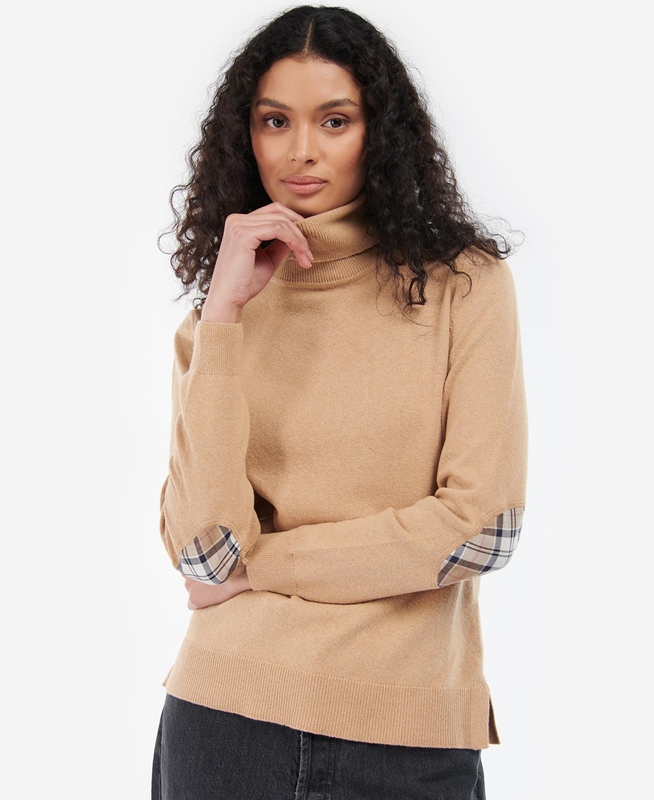 Women's Barbour Pendle Roll-Neck Sweaters Brown | KVHR-38627