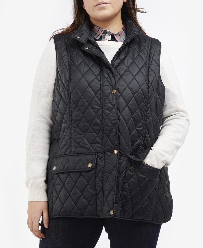 Women's Barbour Plus Otterburn Vest Black | AFQD-41976