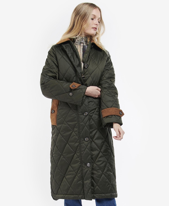 Women's Barbour Silwick Quilted Jackets Olive | VAFJ-16087