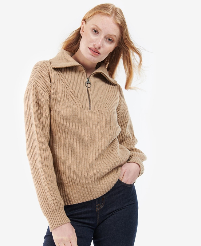 Women's Barbour Stavia Knit Sweaters Beige | LGTO-68730