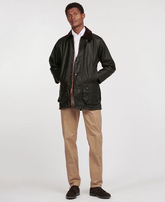 Men's Barbour Beaufort® Waxed Jackets Black | BDJH-03861