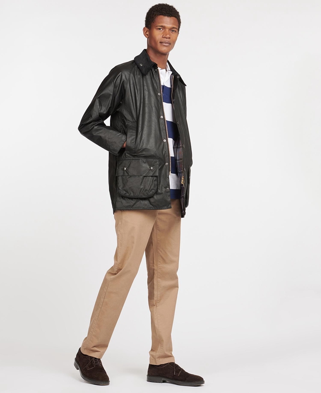 Men's Barbour Beaufort® Waxed Jackets Black | PZCL-63084