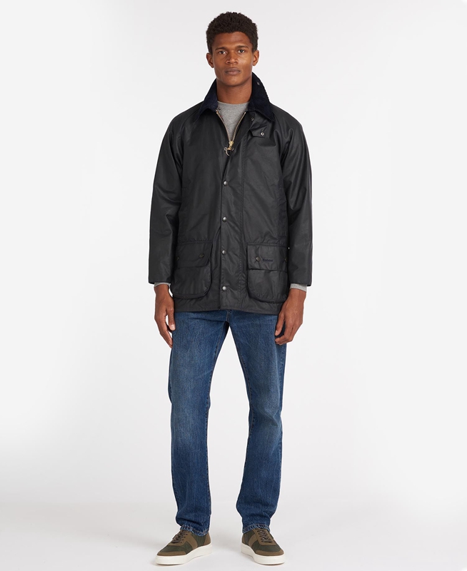 Men's Barbour Beaufort® Waxed Jackets Black | TCXR-69248