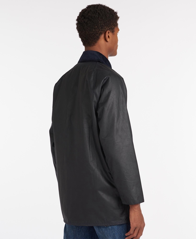 Men's Barbour Beaufort® Waxed Jackets Black | TCXR-69248