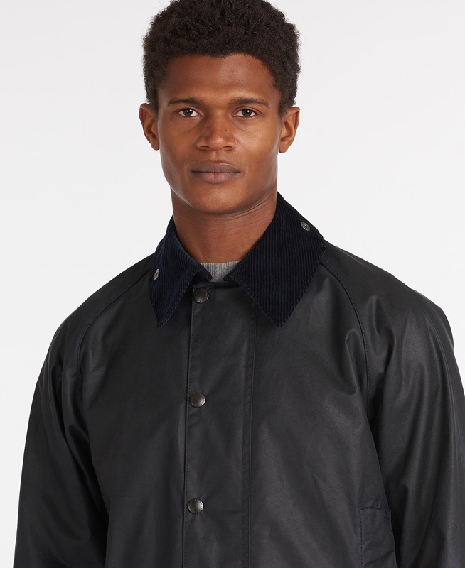 Men's Barbour Beaufort® Waxed Jackets Black | TCXR-69248