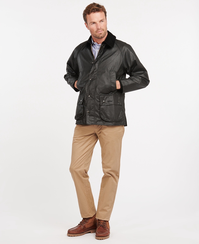 Men's Barbour Bedale® Waxed Jackets Black | EXHW-51460