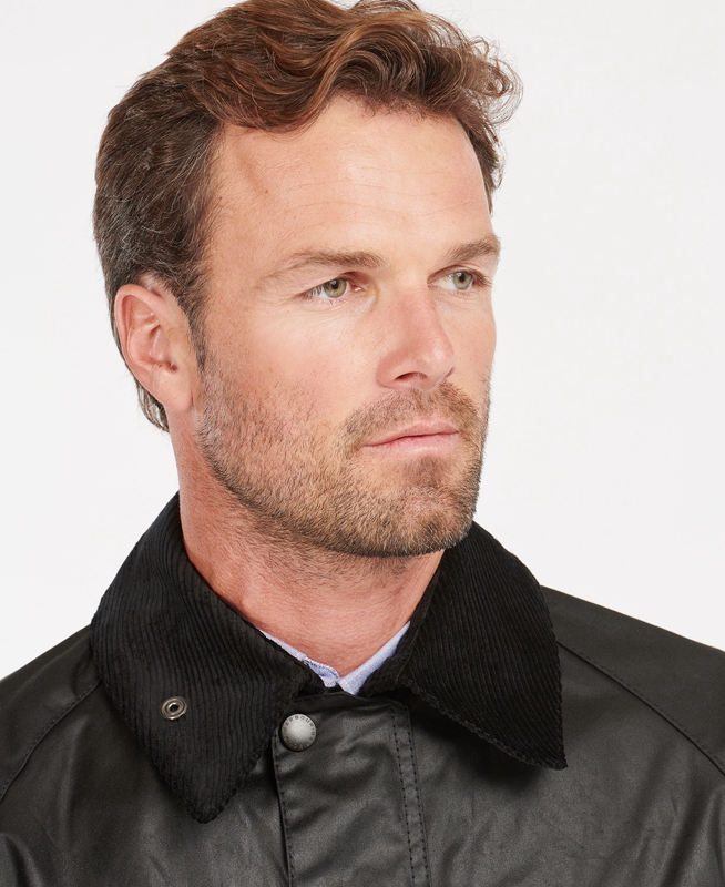 Men's Barbour Bedale® Waxed Jackets Black | EXHW-51460