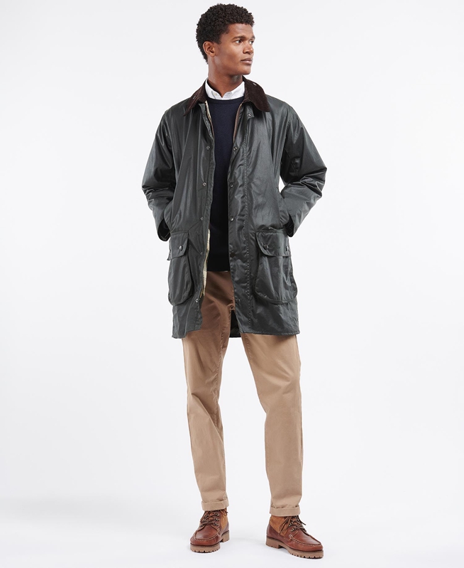 Men's Barbour Border® Waxed Jackets Black | ZVRM-76329