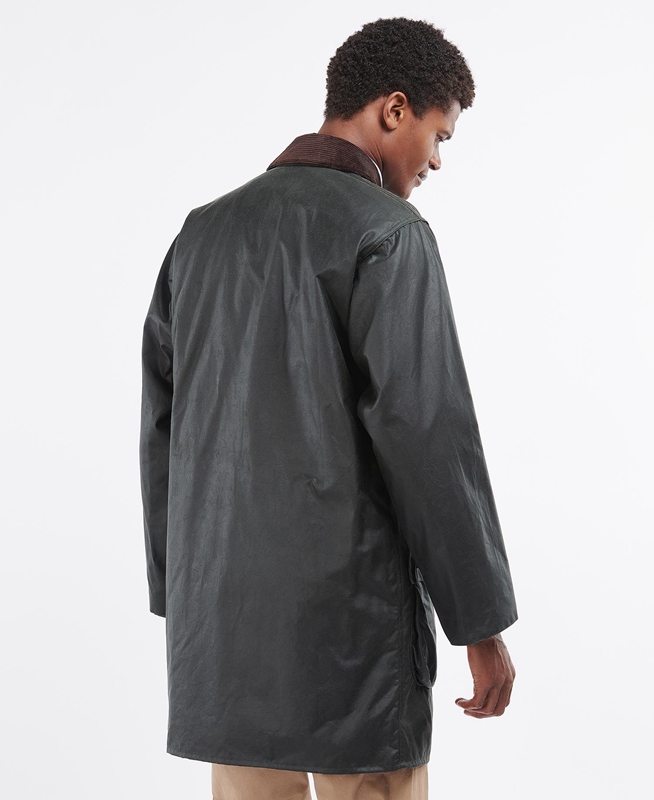 Men's Barbour Border® Waxed Jackets Black | ZVRM-76329