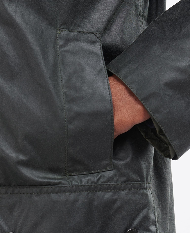 Men's Barbour Border® Waxed Jackets Black | ZVRM-76329
