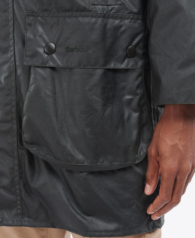 Men's Barbour Border® Waxed Jackets Black | ZVRM-76329