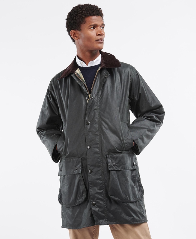 Men\'s Barbour Border® Waxed Jackets Black | ZVRM-76329