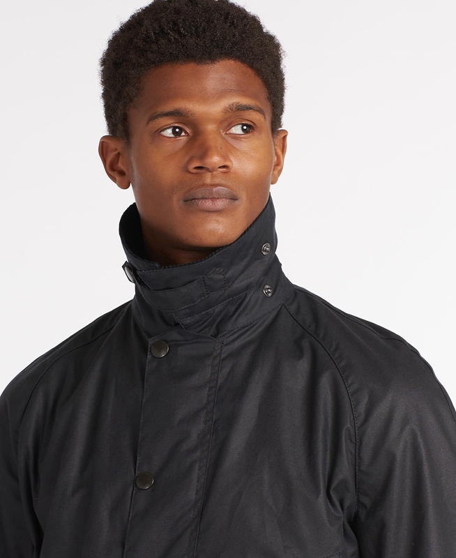 Men's Barbour Bristol Waxed Jackets Navy | NCWI-54128