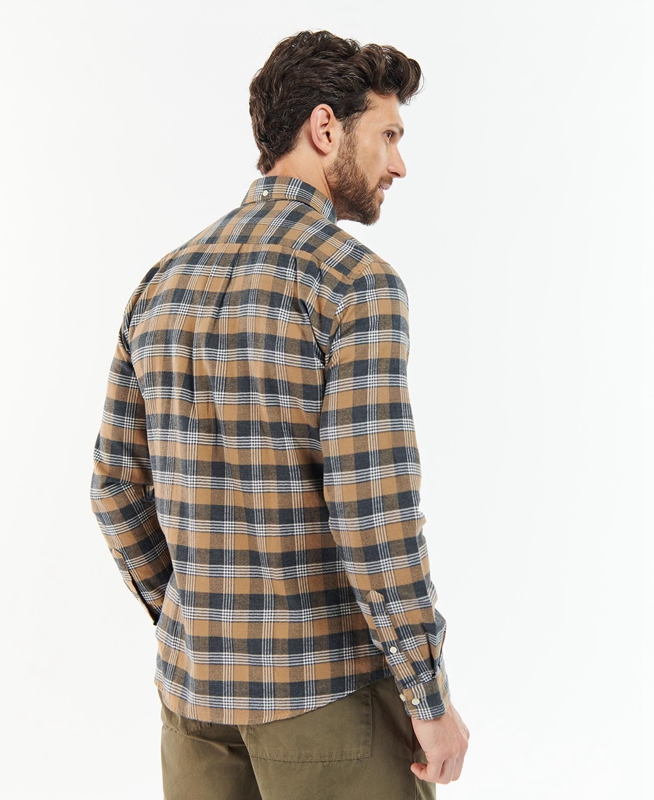 Men's Barbour Brockwell Tailored Fit Shirts Beige | TPXE-14028