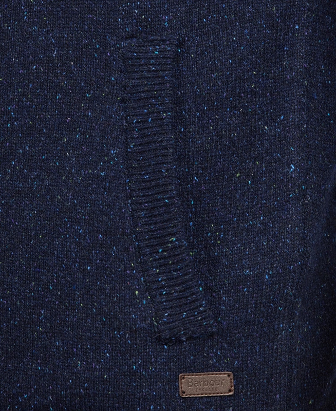 Men's Barbour Essential Cardigan Tisbury Zip Through Sweaters Navy | GZOA-13267