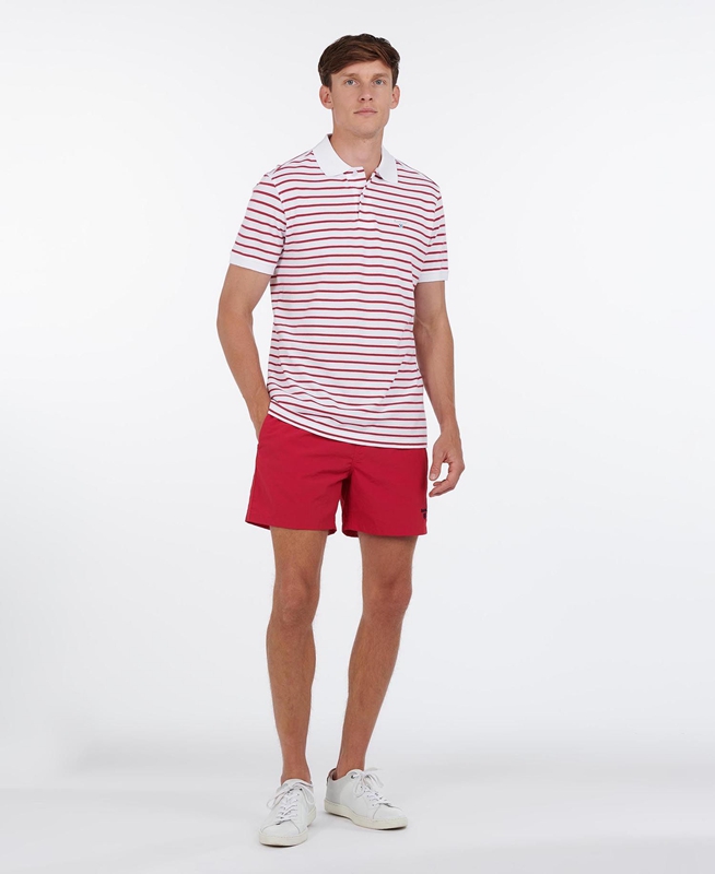 Men's Barbour Essential Logo 5'' Swim Pants Red | ILMY-25086