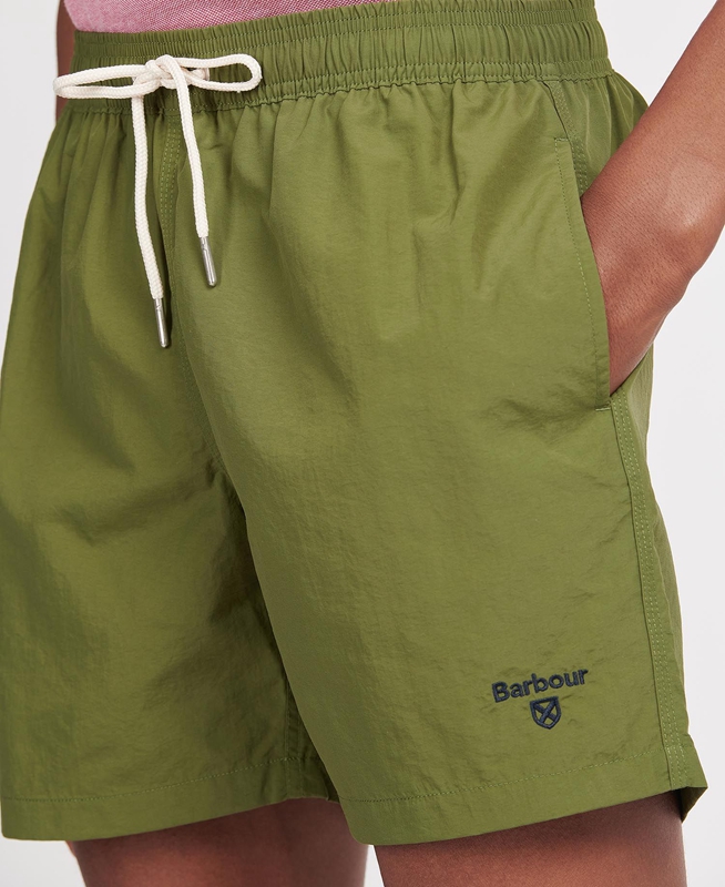 Men\'s Barbour Essential Logo 5\'\' Swim Pants Olive | MNQZ-25096