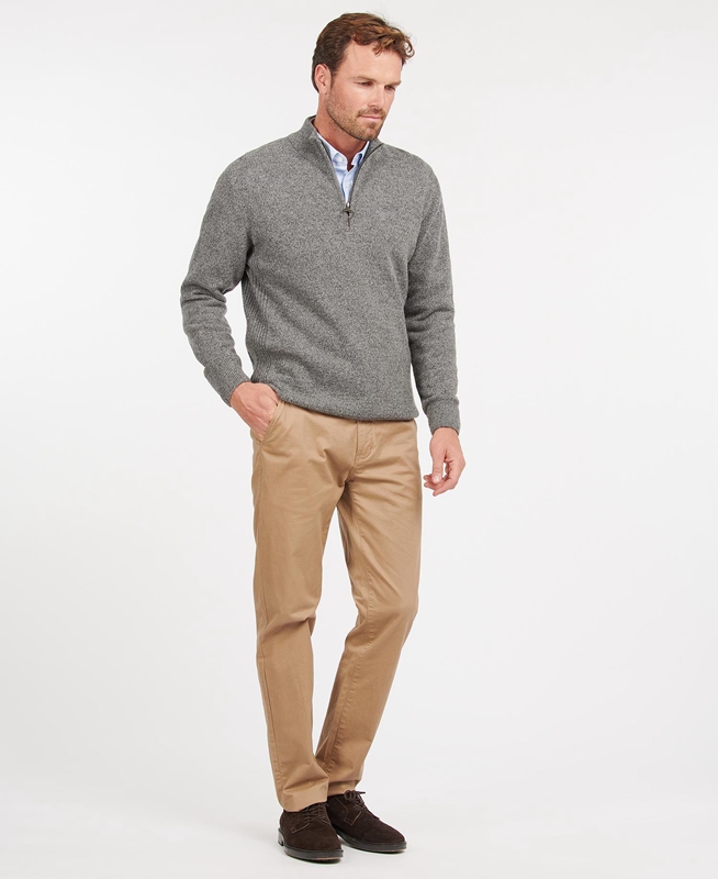 Men's Barbour Essential Tisbury Half Zip Sweaters Grey | HRYW-74203