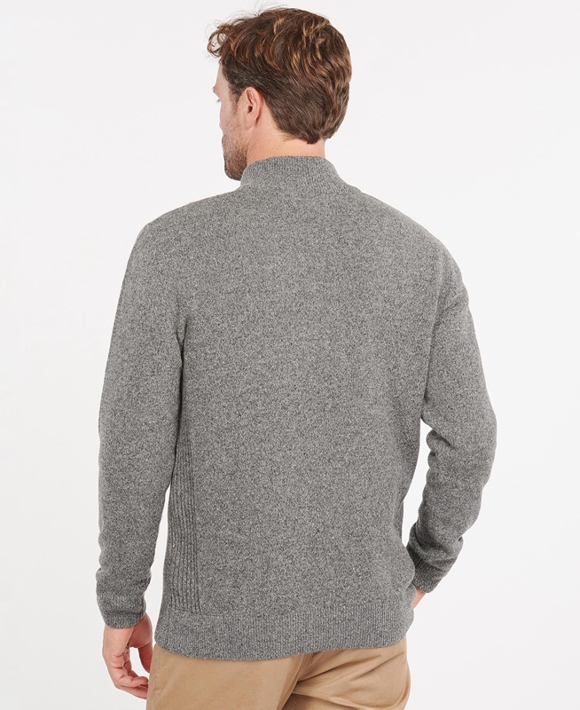 Men's Barbour Essential Tisbury Half Zip Sweaters Grey | HRYW-74203