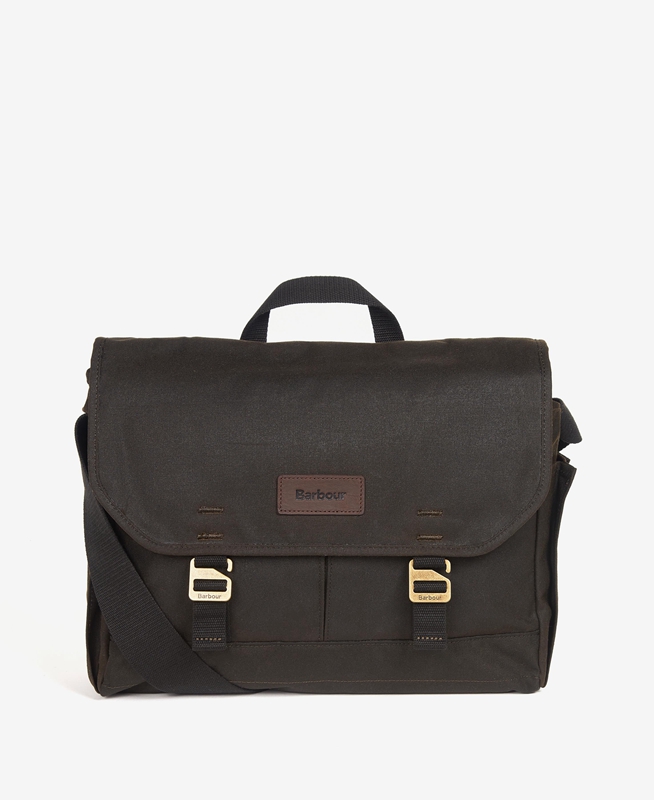 Men\'s Barbour Essential Wax Messenger Bags Olive | TMDG-35948