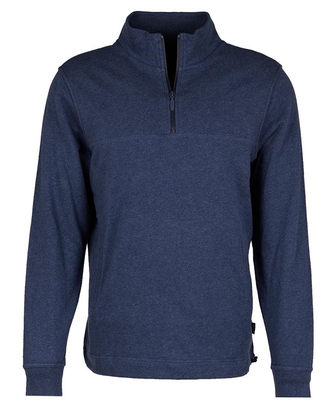 Men's Barbour Explorer Shotley Half Zip Sweatshirts Blue | WLOB-01782
