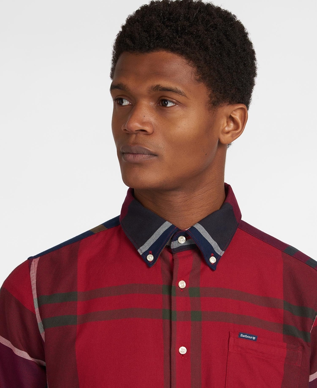Men's Barbour Hemd Dunoon Taillored Shirts Red | KBVH-64205