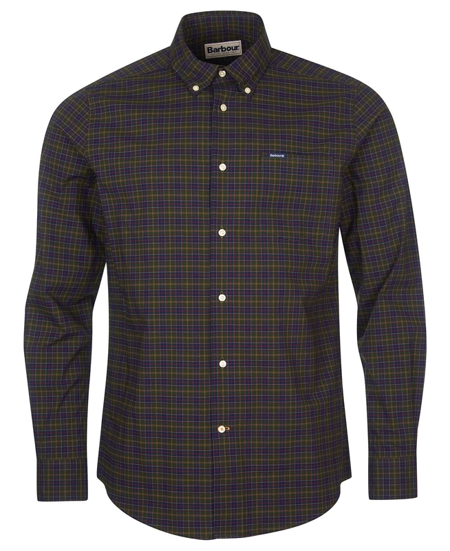 Men's Barbour Hemd Lomond Tailored Shirts Olive | XGNK-46091