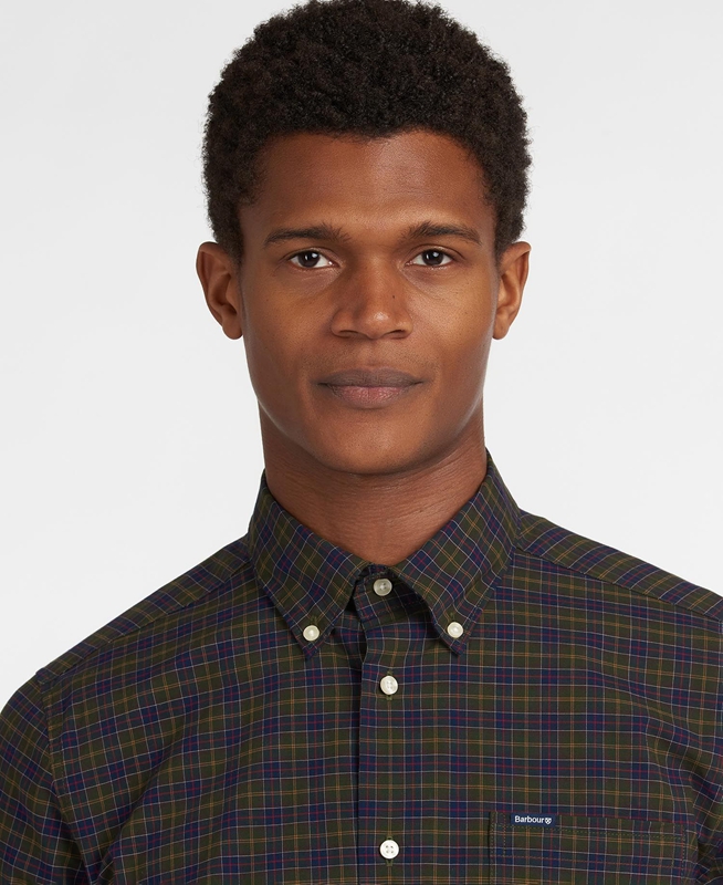 Men's Barbour Hemd Lomond Tailored Shirts Olive | XGNK-46091