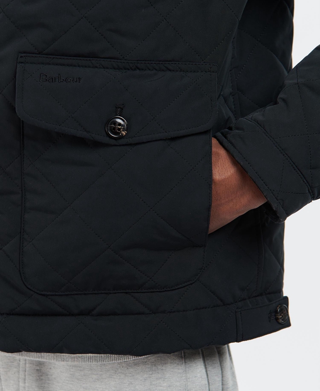Men's Barbour Hitchen Quilted Jackets Black | CGYE-10963