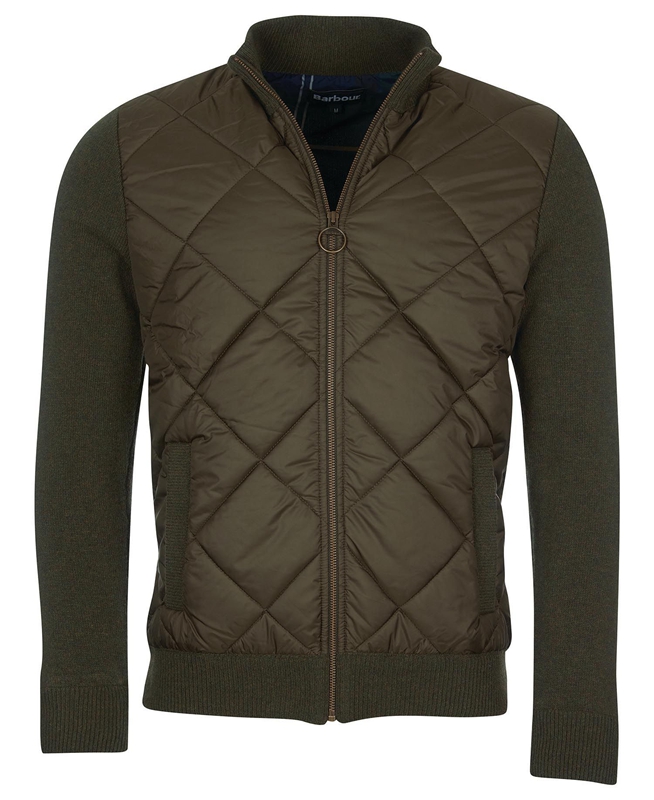 Men's Barbour Jacke Arch Diamond Quilt Knit Sweaters Olive | CLHZ-64973