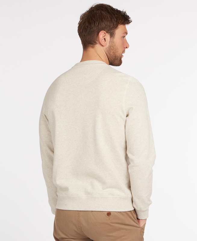 Men's Barbour John Crew Neck Sweatshirts Beige | RGVU-42517
