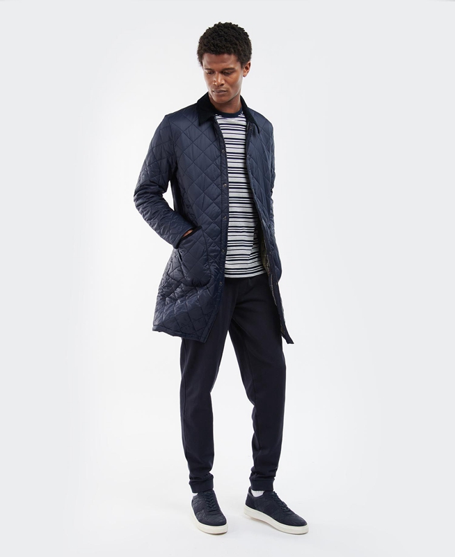 Men's Barbour Long Liddesdale Quilted Jackets Navy | YUJW-12083