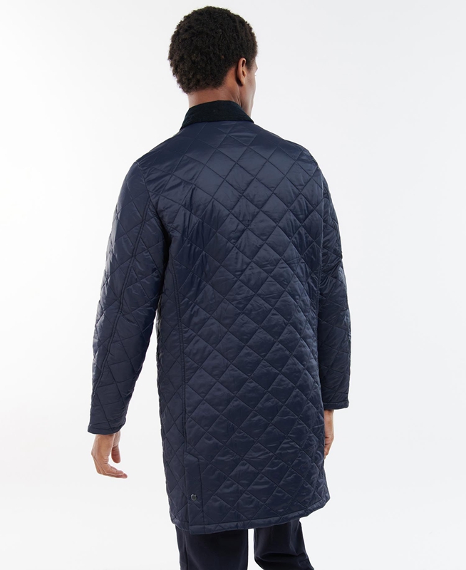 Men's Barbour Long Liddesdale Quilted Jackets Navy | YUJW-12083