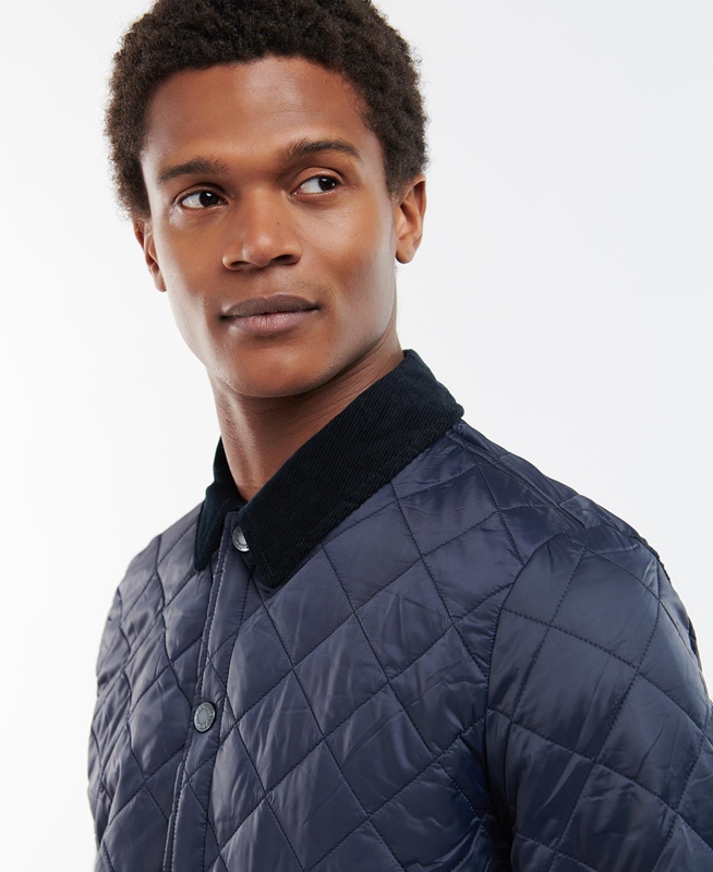 Men's Barbour Long Liddesdale Quilted Jackets Navy | YUJW-12083