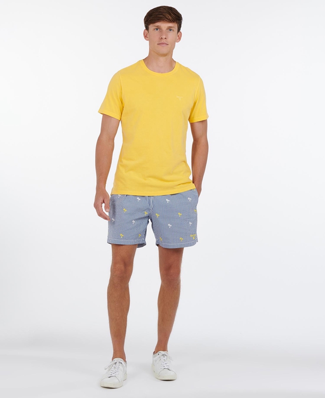 Men's Barbour Palm Stripe Swim Pants Navy | QLCU-18470